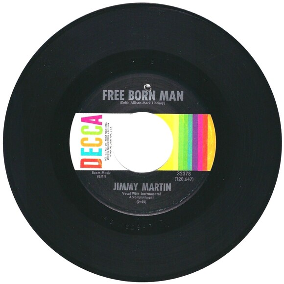 Jimmy Martin 45 Free Born Man / Losing You EX '68 Country Hillbilly - Picture 1 of 2